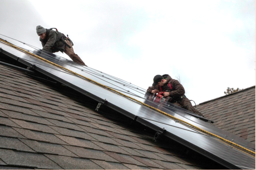 Solar panels being installed on a home. Photo provided.