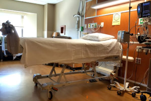 a room on the remodeled 9N Adult Surgical Unit shows and example of spacious private patient rooms.