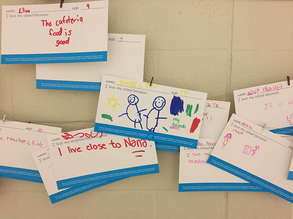 Postcards written by children at the 2018 "WIPB Be My Neighbor Day" were displayed at the event as part of Building Better Neighborhoods’ Postcard. Pride.Project. Photo provided
