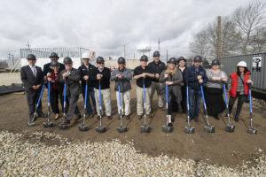 Members of Delaware Dynamics, Muncie-Delaware County Chamber of Commerce, and government officials are pictured during the ground-breaking ceremony. Photo by: Mike Rhodes