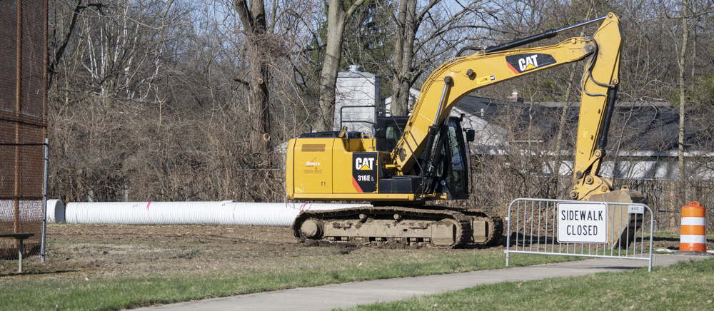 New, larger drainage pipes are being installed on the former Storer Elementary property.