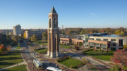 Aerial view of the Ball State Campus. Photo provided by Ball State University.