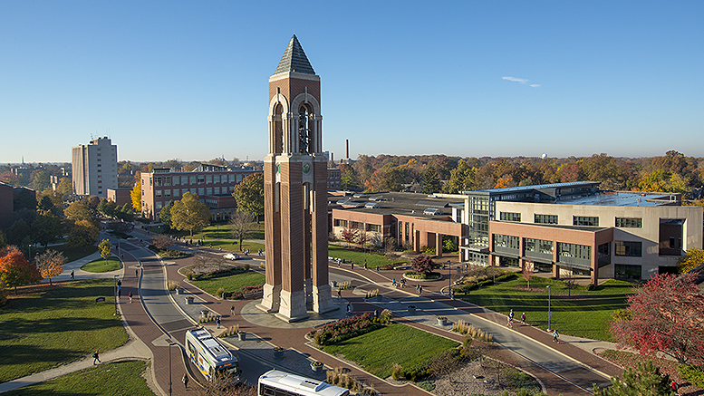 Aerial view of the Ball State Campus. Photo by: BSU Photo Services