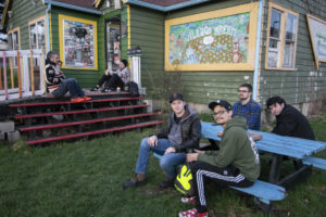 This group of customers arrived early for Record Store Day. They were photographed at 6:30am, about three hours before the store opened. Photo by: Mike Rhodes