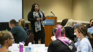 Caitlin Bailey, director of research and evaluation for the National Leadership Consortium on Developmental Disabilities leads a session on "Working on an Organizational Assessment. Photo by: Mike Rhodes