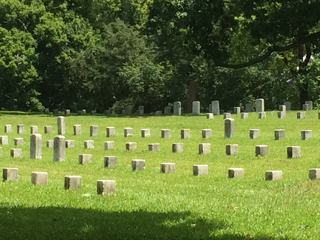 Soldiers’ graves line a cemetery at Shiloh National Military Park. Photo by: Nancy Carlson