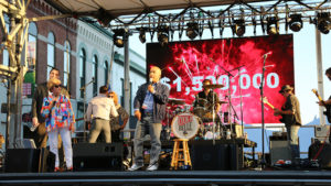 Damon Elmore is pictured at the microphone as he announces the United Way campaign goal for this year.