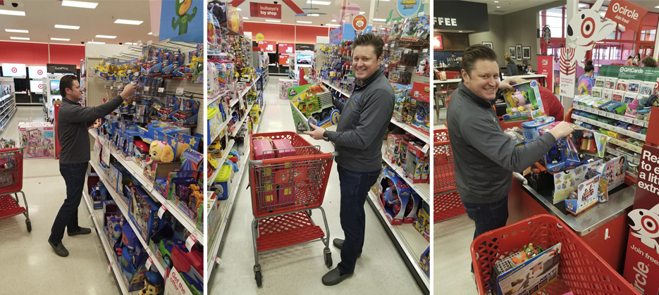 Greg Hubler is pictured selecting toys that will be delivered to local children by the Muncie Police Department. Photos courtesy of Phil Baird and Jami Brown.