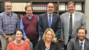 Front Row (from left)- Principal Amy Lewman, Executive Director of Delcom Foundation; Kelli Edwards, President of the Delcom Foundation; and Greg Kile, Director of Curriculum and Executive Director of Delcom Foundation Back Row (from left) - Brad Haggard- Delcom Foundation Treasurer; Steve Murphy- School Attorney and Delcom Foundation; Jeff Parsons- First Vice President, Commercial Sales Manager, First Merchants Bank; and Kevin Scharnowske, Vice President, Directors of Facilities and Management, First Merchant Bank. Photo by: Reece Mann