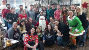 The Kishel Elves and Santa are pictured at their stop at Heidi J Hale's downtown shop. See more pictures of their travels below.