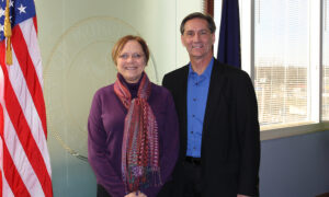 Pictured L-R: Gretchen Cheesman, Community Development Director for the City of Muncie; Mayor Dan Ridenour.