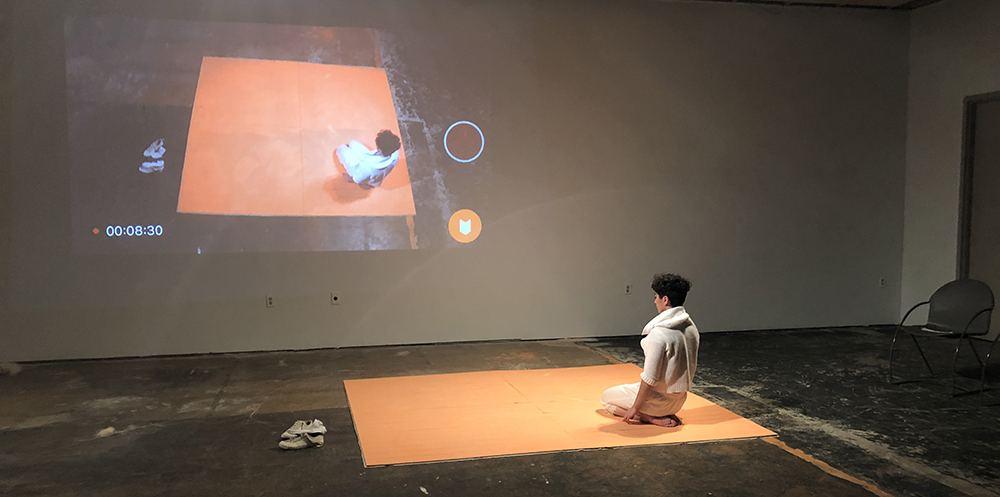 Artist Linda Ryan during "The Thaw / Performance" at the PlySpace Gallery in 2019. Photo provided