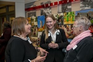 People attending the 2019 Indiana Women of Achievement Awards dinner gather at the Ball State Alumni Center to celebrate the contributions of the award recipients. Photo provided
