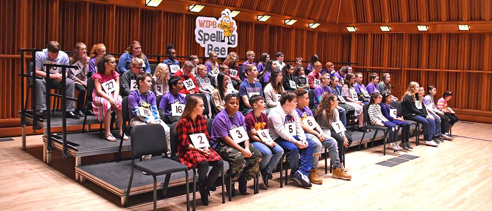 Students from 49 schools wait for the 2020 WIPB Spelling Bee to begin Saturday at Sursa Performance Hall, on the campus of Ball State University. Photo provided