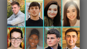 Pictured: Christian Barton, Noah Collins, Autumn Gable, Kathleen Hunter (top row); Lily Jones, Macy Serf, David Shellabarger, Erza Wright (bottom row)