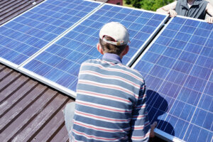 A solar panel installation. Photo by: story blocks