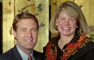 Former Indiana Governor Evan Bayh and Former First Lady Susan Bayh are pictured in earlier days.