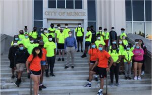 Previous summer program members are pictured with the Muncie mayor. Photo provided