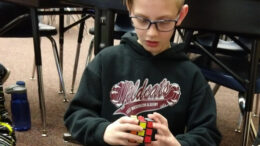A 2019 Robert P. Bell Grant to Beth Buehler supported a classroom activity aimed to increase grit in students while introducing geometric vocabulary and the concept of algorithms through solving Rubix cubes (pictured). This quarter Beth Buehler received a $559 Bell Grant aimed at self-exploration and self-regulation through a group reading series, journaling, and sensory activities.