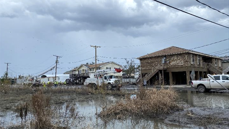 I&M crews restoring customers in Jean Lafitte, Louisiana after Hurricane Ida. Photo provided.