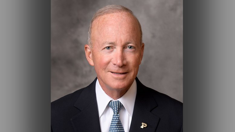 Mitchell E. Daniels, Jr. became the 12th president of Purdue University in January 2013, at the conclusion of his second term as Governor of the State of Indiana. Photo provided by Purdue University.