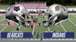 A screenshot of the live video streaming broadcast of the Muncie Bearcats vs. the Anderson Indians football game.