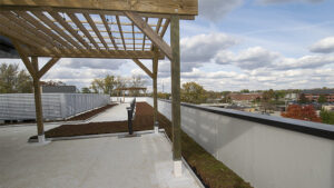 A view from the 4th floor patio area that extends all across the roof. Photo by Mike Rhodes