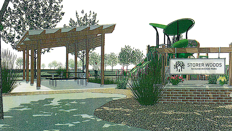 Artist rendering of Storer Woods Park entry.