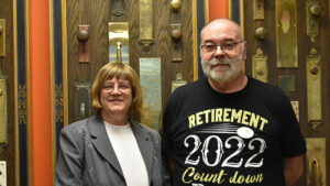 Beth Kroehler and Gary Bartling, MPL Employees. Photo by Noelle Sherrell, Muncie Public Library