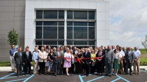 From our archives: Ribbon cutting for the 200,000 square foot Industria Centre shell building—soon to be home to Living Greens Farm. Photo taken on July 7, 2015 by Mike Rhodes