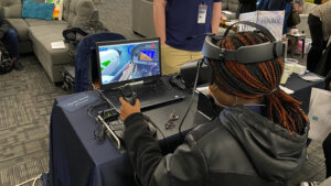 A student learns about new technology at the February 2020 Launch(ed) Women in Technology Conference. Photo courtesy of Launch(ed) Women in Technology.