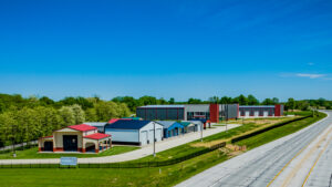 An aerial view of the former All Steel Carports facility on 332. Photo by Ty Morton, Tylonius Studio, Inc.