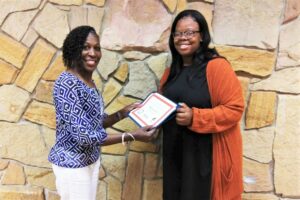 Rhonda Ward with scholarship recipient Makaiya Lowe.