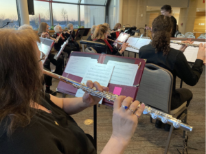 The Central Indiana Flute Choir in concert performance. The ensemble is part of America’s Hometown Band in Muncie.