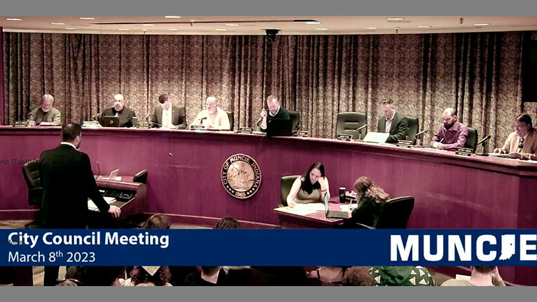 Muncie City Council meeting. Screenshot from March 8th video.
