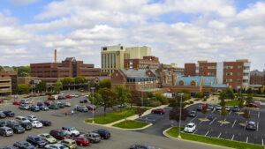 IU Health Ball Memorial Hospital campus. Photo by Mike Rhodes