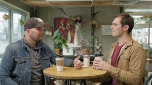 Tyler and Gus enjoy Rosebud Coffee House while talking about all the amazing things to do in the region. Photo provided.