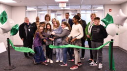 West View Elementary students are captured cutting the ribbon during a ceremony at the school. Photo provided.