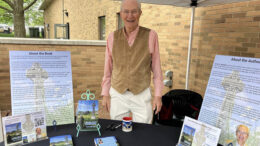 Jim is pictured with his book display at Minnetrista where his book is available. Photo by Laurie Lunsford