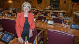 Sue Errington is pictured by her seat in the House chamber. Photo by Mike Rhodes