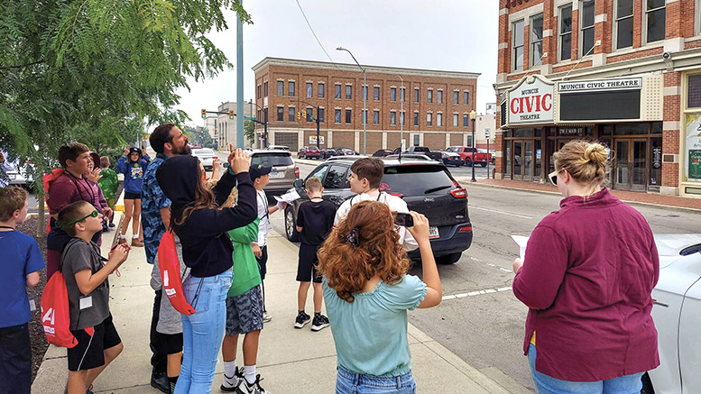 Students from the "Time Travelers" program are pictured during a walking tour. Photo provided