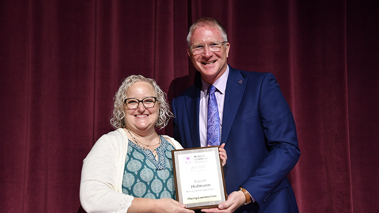 Sarah Hoffman is pictured accepting her award from Dr. Reynolds. Photo provided