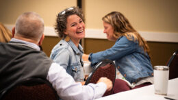 Lindsey Arthur, CEO of Muncie Habitat for Humanity, engages in a lively discussion at the 2023 Nonprofit Summit, connecting with peers and sharing insights on nonprofit partnerships. Tickets are now available for the 2024 Nonprofit Summit on Wednesday, October 30 at Horizon Convention Center. Photo provided