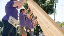 Volunteers are pictured as they work on a new Habitat for Humanity build. Photo provided