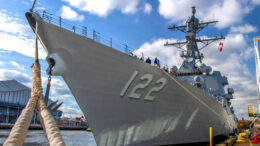 The Navy's newest Flight IIa DDG, the USS John Basilone (DDG 122), pulls into Pier 88, New York City, NY, on November 4. The Basilone's arrival kicks off an exciting week for the city and crew as the ship prepares to commission on November 9, 2024. As the newest ship in America's Navy, the Basilone will help boost the Atlantic fleet's readiness for sustained high-end joint combat. Photo by Lt. J.G. Julian Jacobs