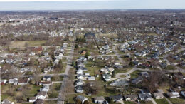 Aerial image of Muncie neighborhoods. Photo by Mike Rhodes