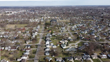 Aerial image of Muncie neighborhoods. Photo by Mike Rhodes