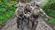 The 4th Squad, 3rd Platoon, 529th Military Police Company, 709th Military Police Battalion, 18th Military Police Brigade, conducts Army Warrior Tasks (ATW) for individual and team elements. The exercise is designed to assess the soldiers' proficiency in a range of skills, including team movement, direct contact, urban external movement techniques, land navigation, communication, perform combat rescue operations, and practice calling a distress call on nine different communication channels. Valle Ugione Italian training area, Livorno, Italy, Oct. 17, 2024. U.S. Army photo by Elena Baladelli