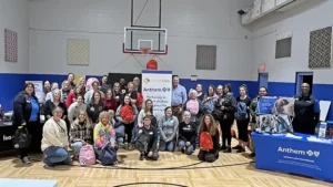 Approximately 40 individuals from Anthem Blue Cross & Blue Shield, Comfort Cases, and other community partners came together to pack 200 backpacks and support local youth in foster care. Photo provided.