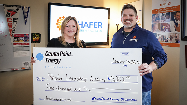 Michelle Beer, Senior Community Relations Specialist at CenterPoint Energy Foundation, and Mitch Isaacs, Executive Director of Shafer Leadership Academy. Photo provided.